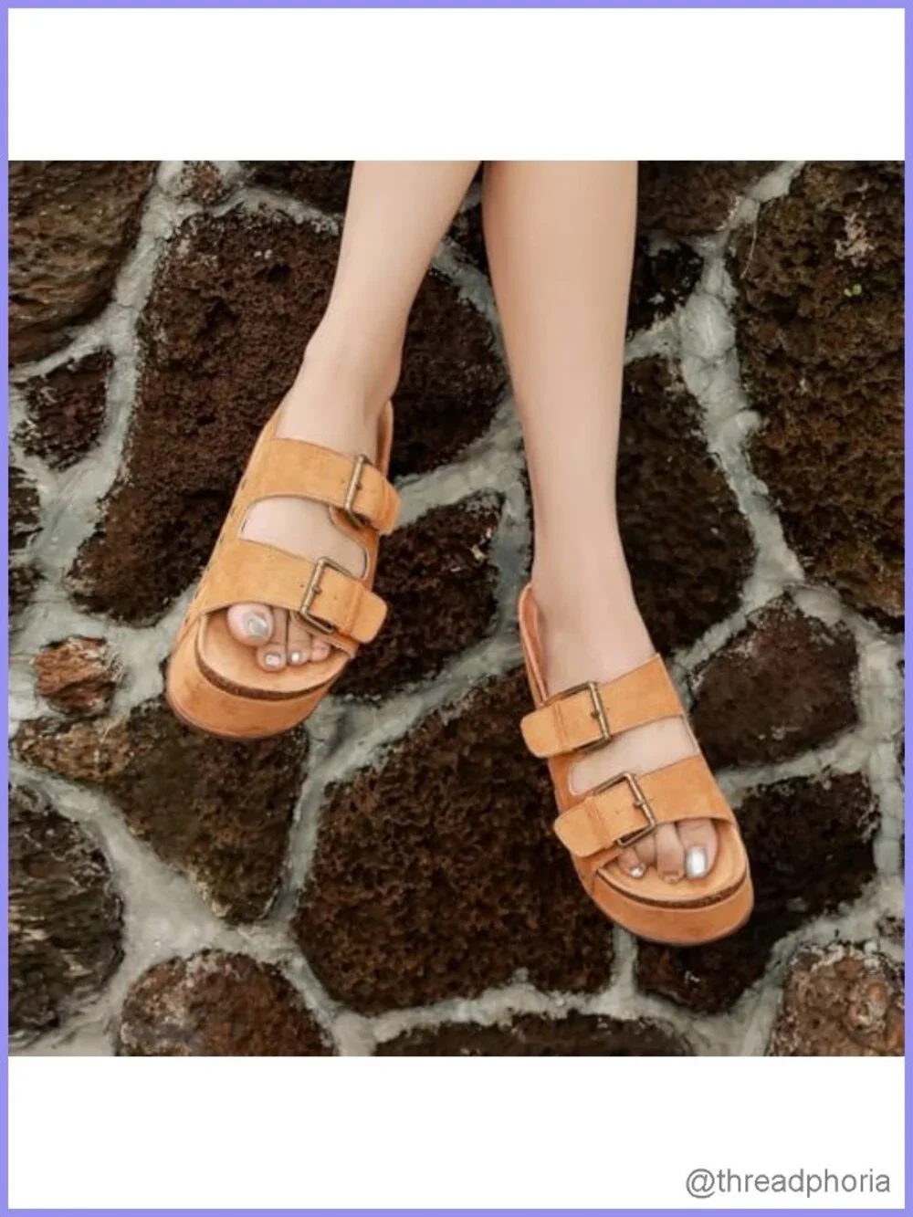 Women's Platform Slides Sandals with Arch Support Wedge Cork Footbed Double